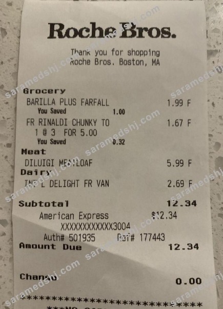 Roche Bros supermarket check